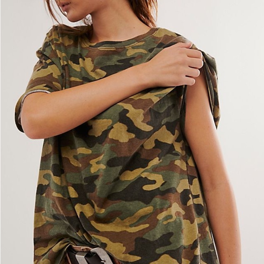 We The Free Free People Camo Nina Printed Tee